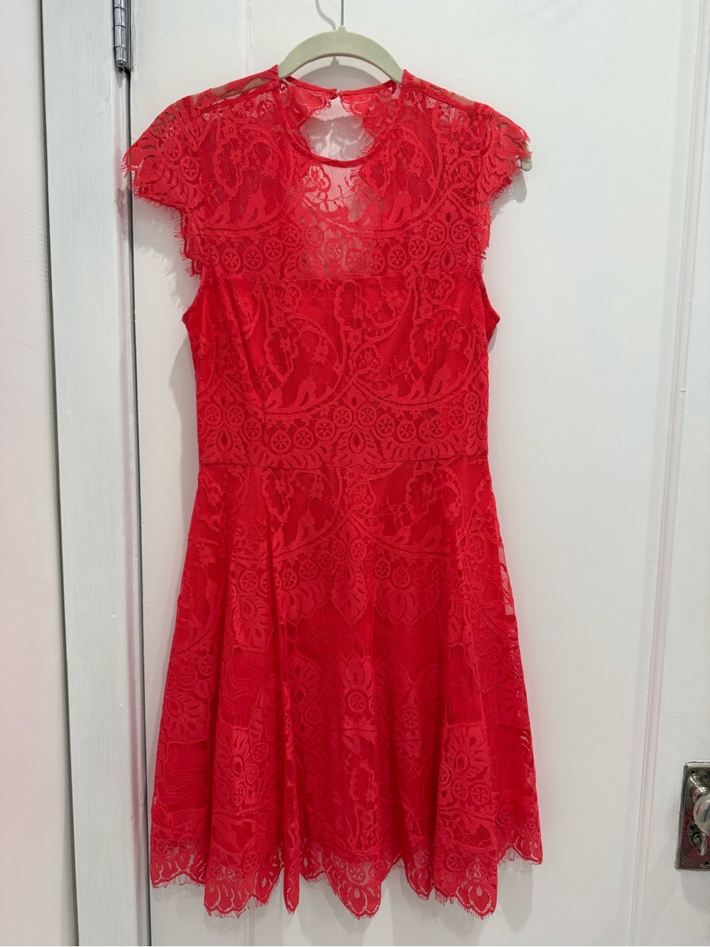 BB Dakota Red Lace Mini Dress with Cap Sleeves